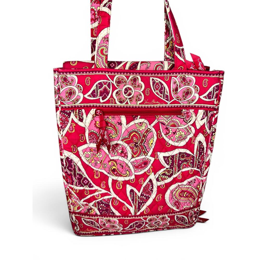 Vera Bradley Rosy Posies Quilted Cotton Laptop Travel Tote Bag